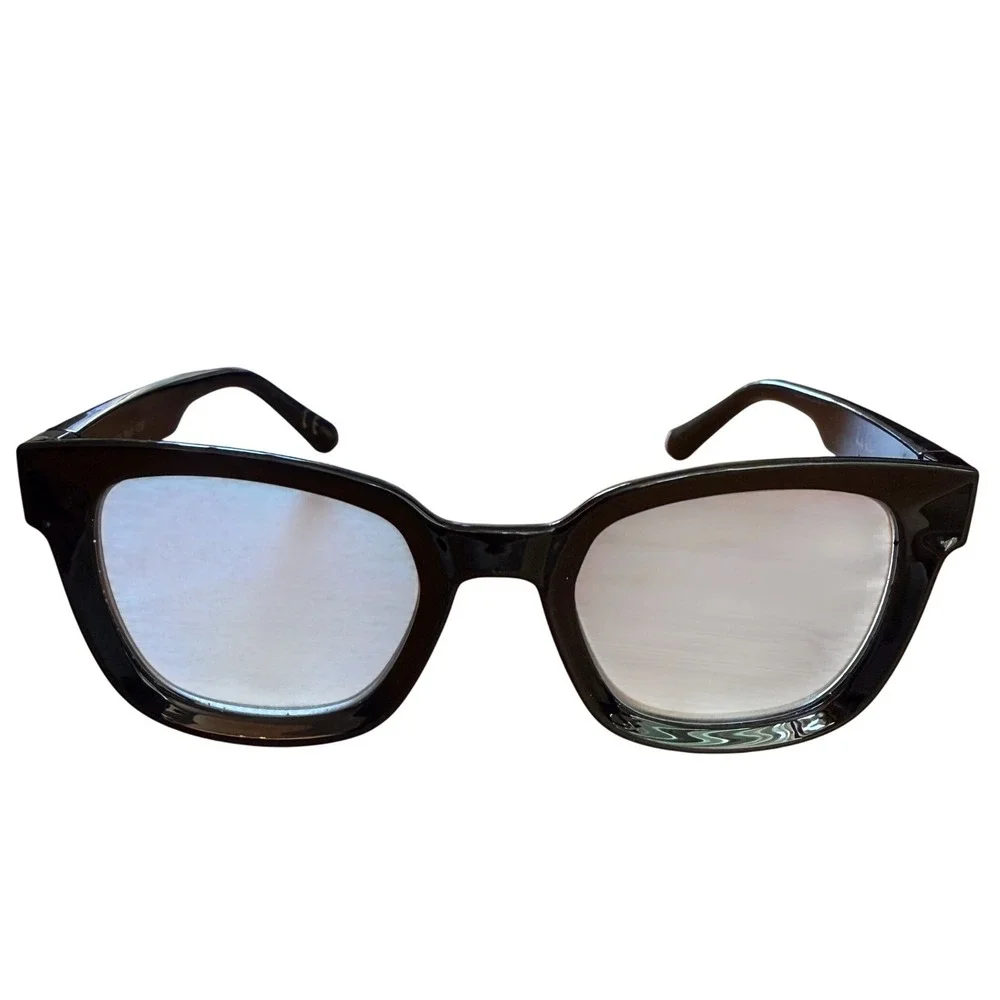 Nicole Miller NM23136 Black Square Reading Glasses Readers +2.50 Minimalist Chic
